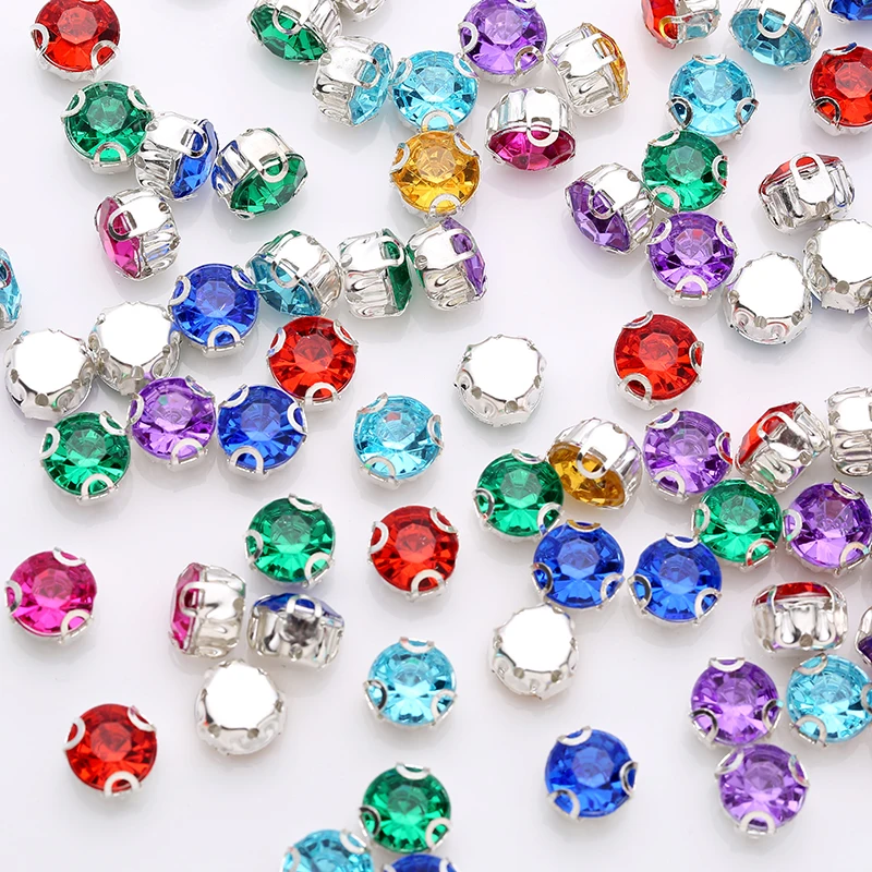 Ресен 8 мм акриловые 3D Серебристые коготь стразы разноцветные пластиковые камни
