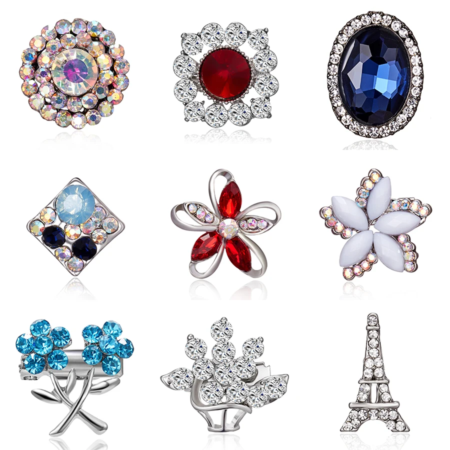 Стразы броши серебряного цвета в форме цветка для женщин и мужчин свадебный