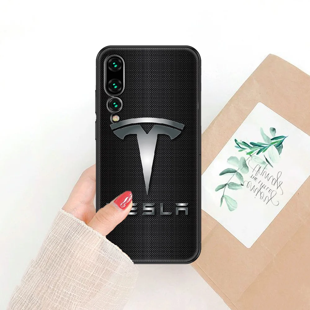

Electric Car Tesla Phone case For Huawei P Mate P10 P20 P30 P40 10 20 Smart Z Pro Lite 2019 black pretty cover soft funda luxury