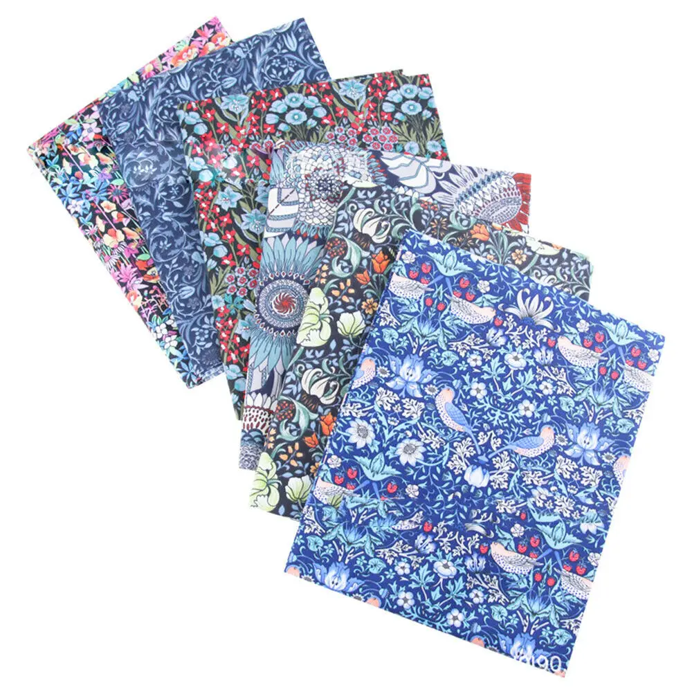 6 шт./лот лесная птица цветочный принт ткань 100% хлопок саржа квадратный лоскутный