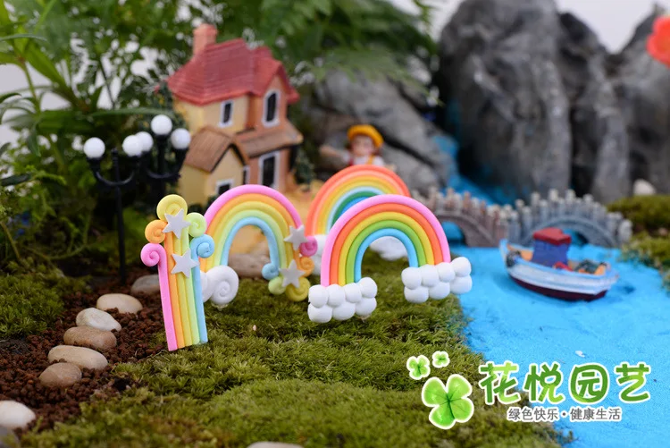 2 шт. милые облака Звезда Радуга Миниатюрный Сад для микро пейзажа Детские Волосы