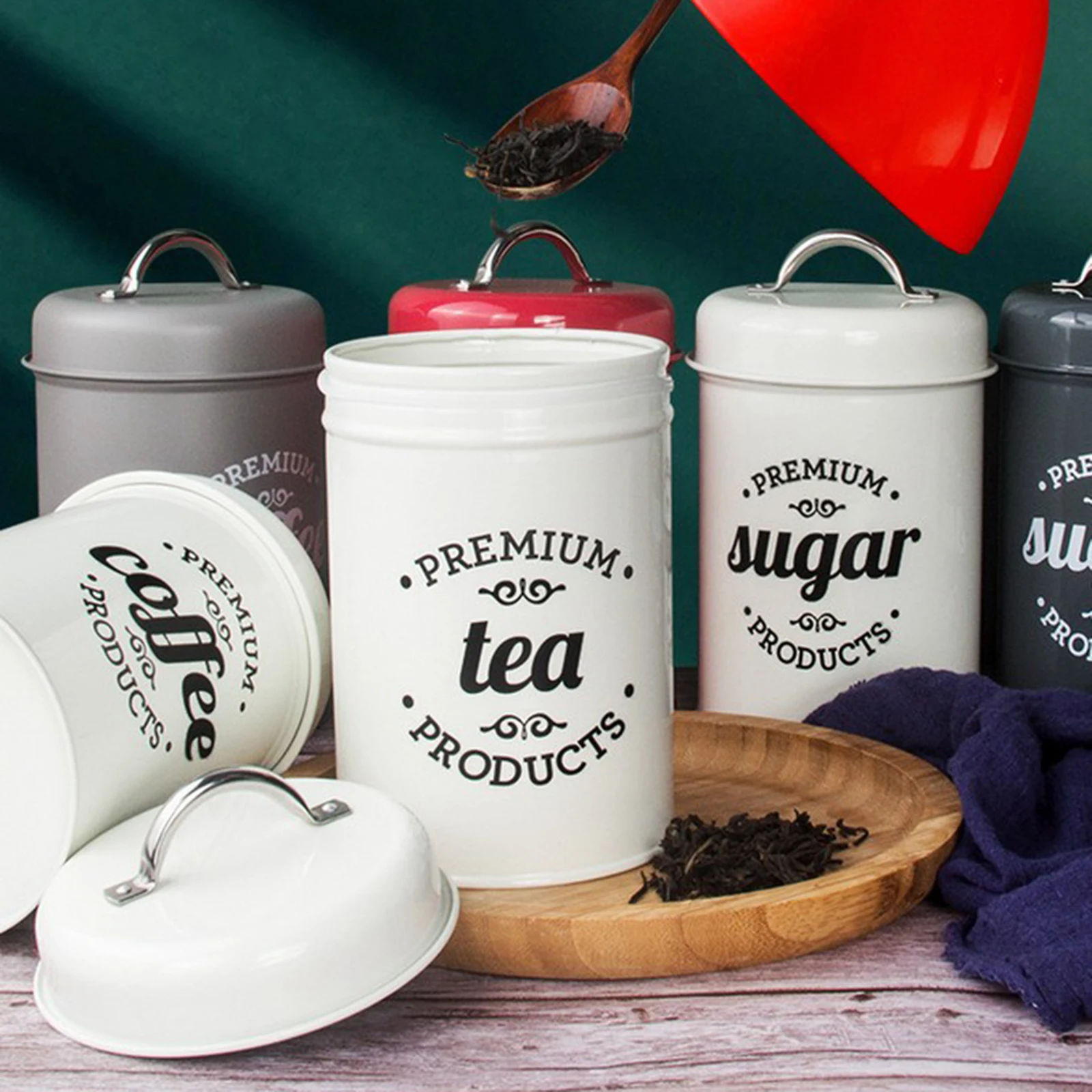 Набор из 3 металлических контейнеров для хранения еды | Дом и сад