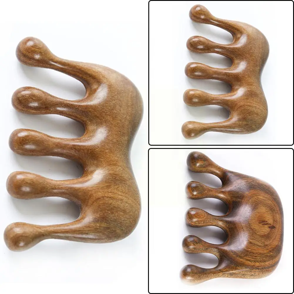 5-зубчатая широкоформатная мини-гребень из эбенового дерева массажный ручной