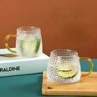 hammered glass with a round crystal clear water bottles simple wine glass cold and heat glass skid resistant coffee cup
