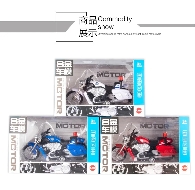 1:16 Diecast Motorcycle Model Simulation Sound Light Pull Back Men Racing Police Car Models Kids Toys Motorcycle Collection Gift