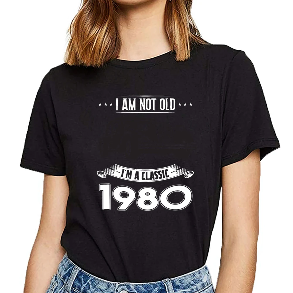 Женская футболка с надписью i am not old m a classic born in 1980 забавная белая женская принтом