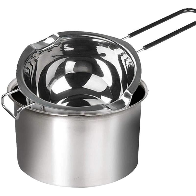 

2-Pack Stainless Steel Double Boiler, Heat-Resistant Handle for Chocolate, Butter, Cheese, Caramel and Candy- Steel Melting Pot,