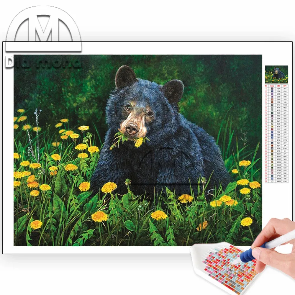 

Cute Cartoon 5D Diy Diamond Embroidery Bear's Breakfast Full Drill Animals Rhinestone Mosaic Wall Art Cross Stitch Home Decor