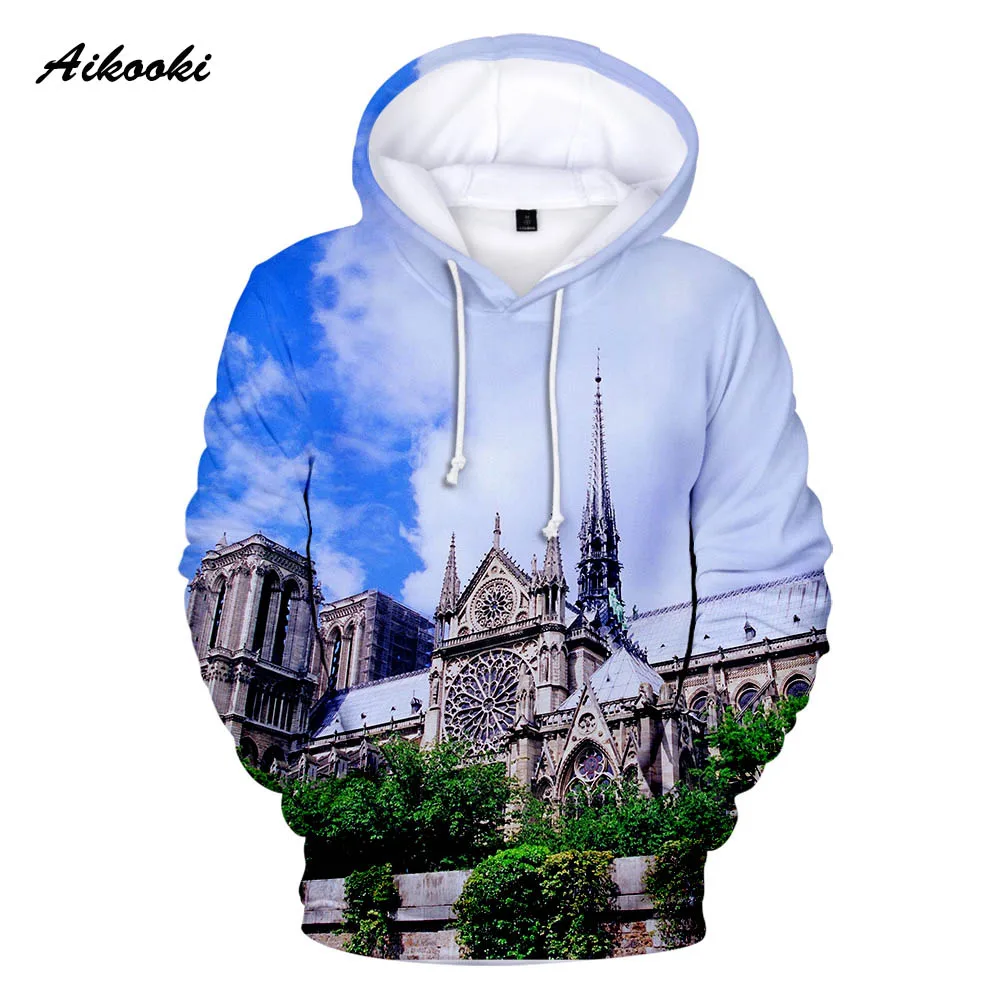 

Креативные знаменитые толстовки в стиле хип-хоп с 3D принтом Нотр-Дам Парижа, свитшоты для мужчин и женщин, Молодежная Толстовка для взрослых