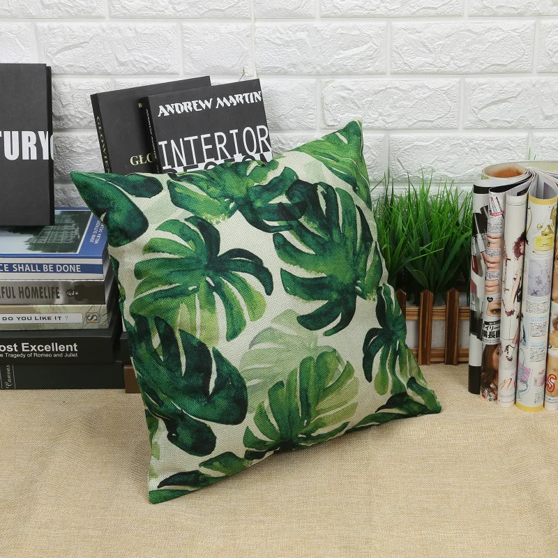 Двусторонняя печать свежий стиль тропические растения пальмовый лист зеленые