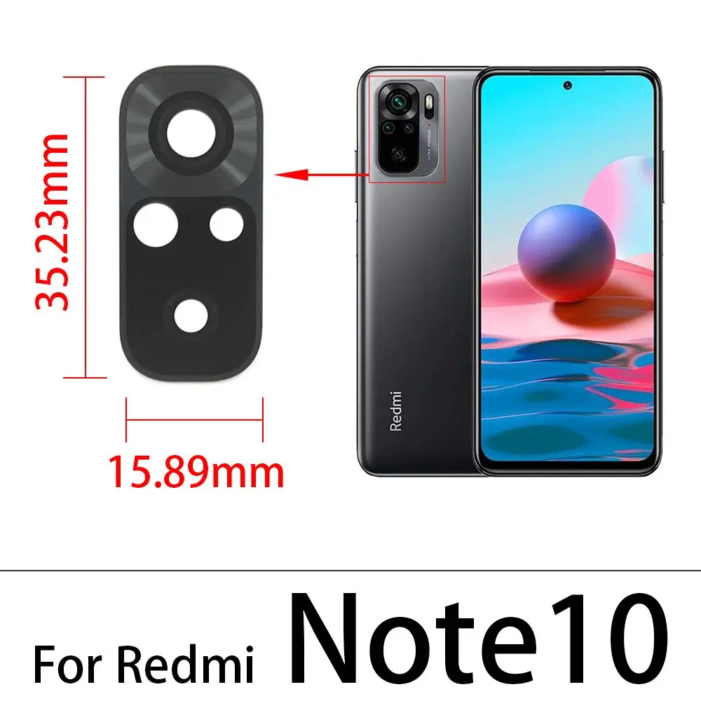 Стеклянный объектив задней камеры с наклейкой для Xiaomi Redmi Note 10Pro 9TMi 10T 11 LIte Ultra Mi