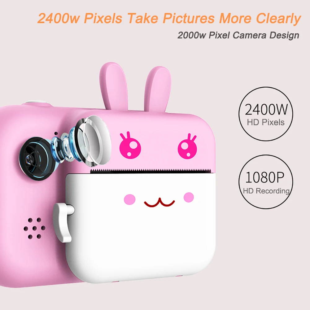 

Children Camera Digital Print Camera Cute Baby Camera 2.4 inch Photography Camera Video Camcorder with 3 Rolls Printing Papers