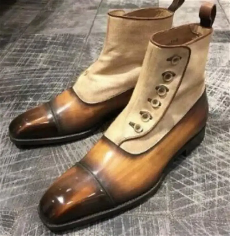 

Men's Boots Winter New Canvas Oxford Chelsea Boots Brown Men's Boots Fashion Foreign Trade Boots Youth Trendy Men