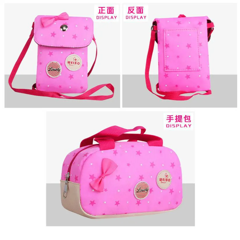 

New cartoon star print student school bag child girl backpack 3Pcs/set large capacity waterproof school bag shoulder bag