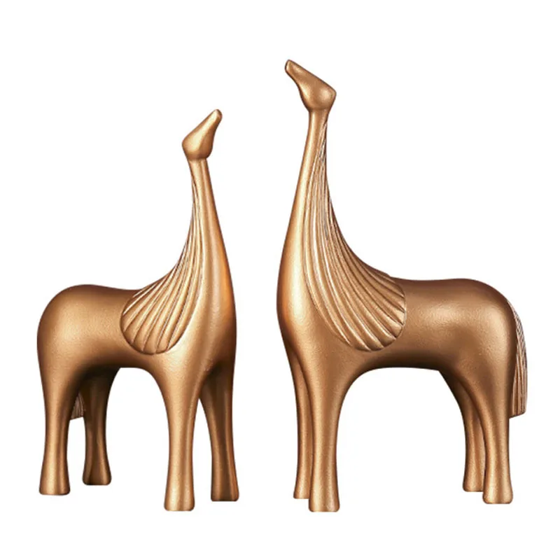 

2pcs/sets Abstract Horse Sculpture TV Cabinet Decoration Ornament Home Decors Housewarming Gifts Resin Handicrafts Figurines