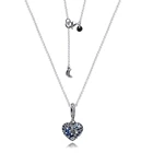 Игристые синие луна и звезды с подвеской в форме сердца с 100% 925 стерлингового серебра ювелирные изделия, бесплатная доставка