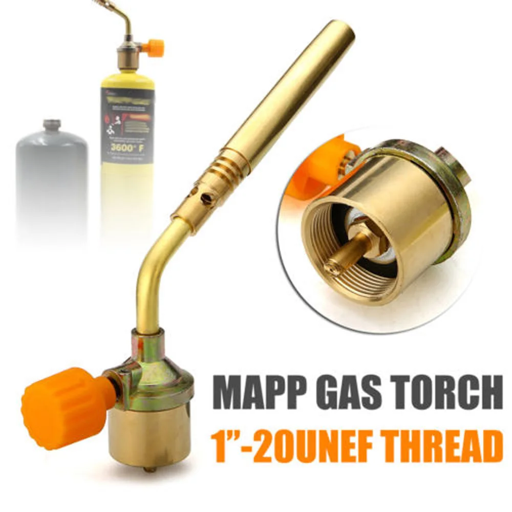 

1111Brass Welding Torch MAPP Propane Gas Torch Self Ignition Style Heating Solder Burner Welding Plumbing Nozzles Camping