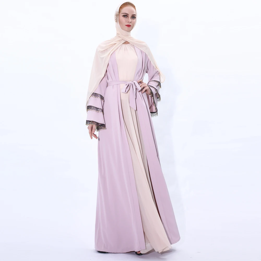 Мусульманских женщин Дубай кимоно халат Летняя Открытая Абая стеклянной бусины