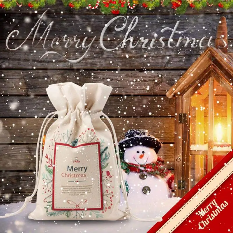 Холст Рождественский мешок Санты подарок для Комплект детской одежды из 2 вещей