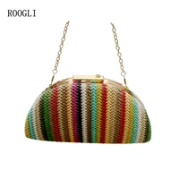 roogli evening bag woven handbag semi circular straw shoulder bag small beach handbag ladies summer messenger bag 2021new
