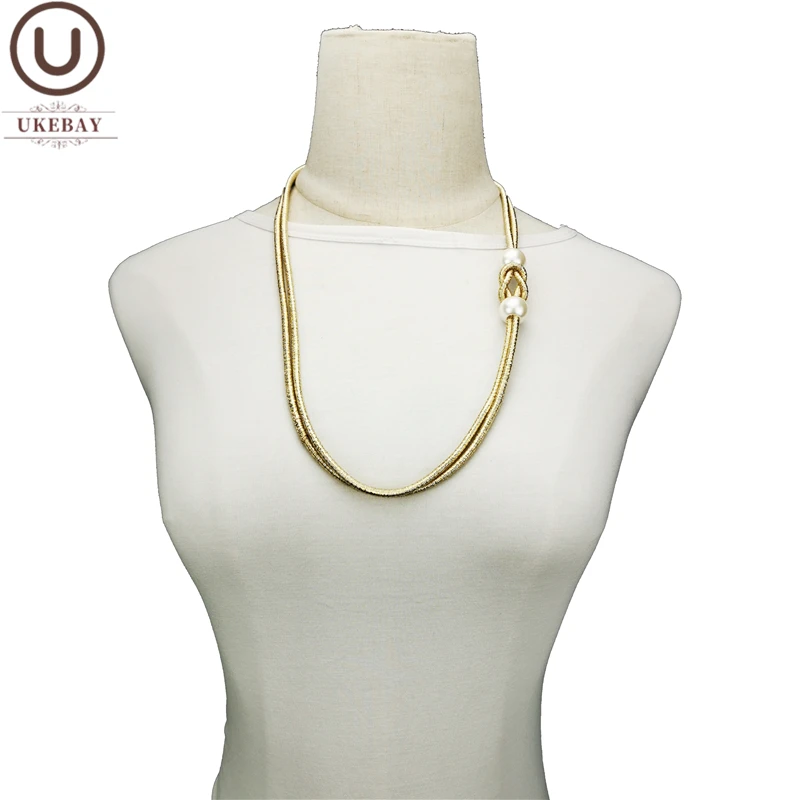 

UKEBAY New Designer DIY Handmade Jewelry Women Gold Necklaces Pearl Accessories Wedding Jewelry 4 Colors Luxury Necklace Party