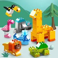 large particle animal set building blocks whale elephant lion zoo series diy building blocks educational toys for children