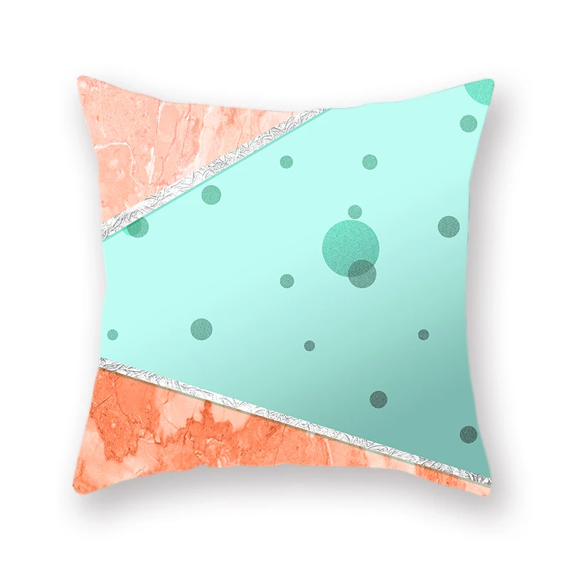 

Marble Double-sided Polyester Geometric Cushion Cover Decoration Pink Blue Printed Square Square Pillowcase Sofa Accessories