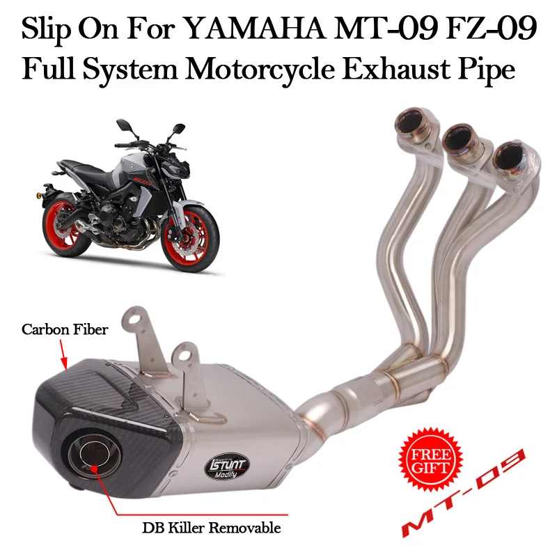 Slip-On Motorcycle Full System Exhaust For YAMAHA MT-09 FZ-09 MT09 FZ09 FZ9 Front Middle Link Pipe DB Killer Modified Box Escape