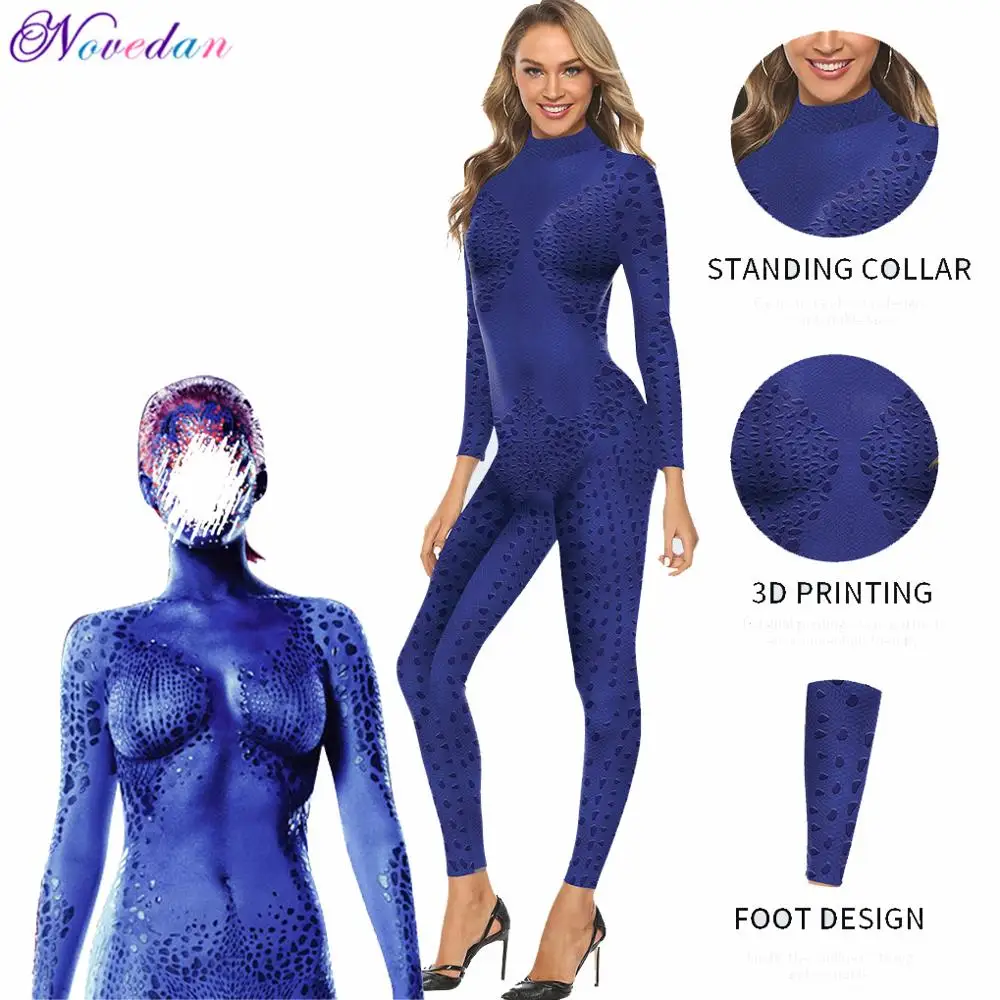 Костюмы на Хэллоуин для женщин Mystique X Men Movie Hero Raven Darkholme сексуальный карнавальный