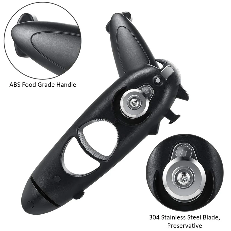 

Can Opener Manual, Food Grade Stainless Steel Bottle Opener with Smooth Edge, Ergonomic Handle, 8-In-1 Safe and Efficient Openin