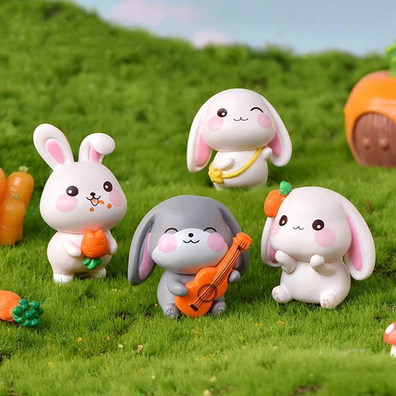 

1PC Guitar Bunny ​Ornament Family Micro Landscape Decoration Rabbit Crafts