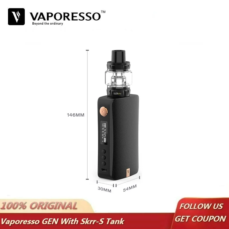 Оригинальный 220 Вт Vaporesso GEN TC набор с 8 мл SKRR S баком и QF катушка Box Mod Vape Kit