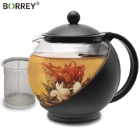 borrey half moon teapot with removable infuser blooming and loose leaf tea maker teapot cup set flower puer oolong tea kettle