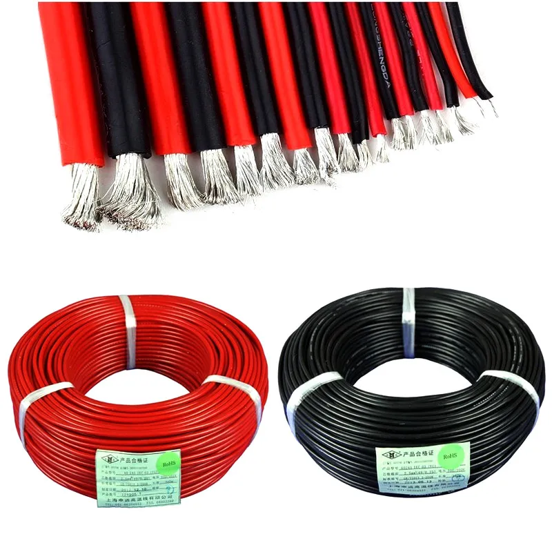 

10Meters Heatproof Soft Silicone Wire 30AWG 28AWG 24AWG 20AWG 18AWG 14AWG 12AWG 5m Red 5m Black for RC Multirotor Airplane