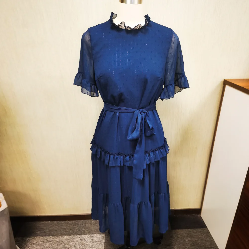 

Donsignet Women Dress 2021 Summer Women's Short-Sleeved Lace-up Elegant Dress Flower Butterfly Sleeve Dresses Vestido Feminino