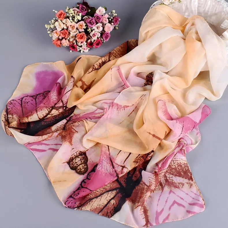 2020 New FAL/WIN Fantasy leaves chiffon scarf silk square hijab cool shawl ladies foulard femme Scarves hair bufanda mujer |