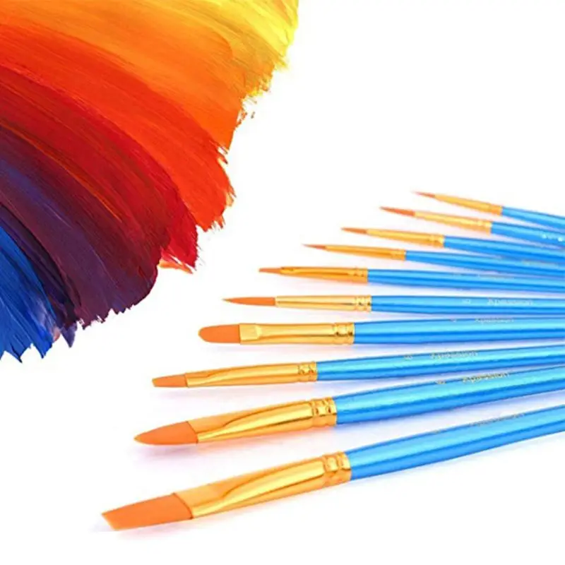

10Pcs Paint Brush Set Nylon Hair Brush for Acrylic Painting Oil Painting Watercolor Painting