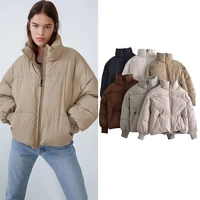 korean leisure thick jacket women men solid color zip up long sleeve stand collar oversized casual streetwear sportswear 2021