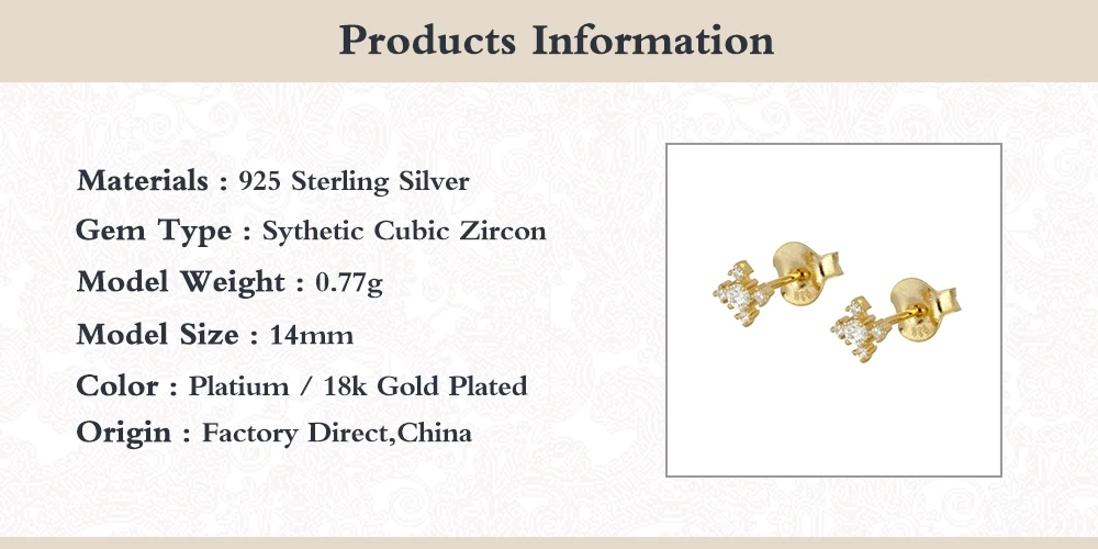 

Romad 925 Sterling Silver Stud Earrings For Women Geometric CZ Crystal Cross Shape Piercing Earrings Fine Jewelry pendientes W4