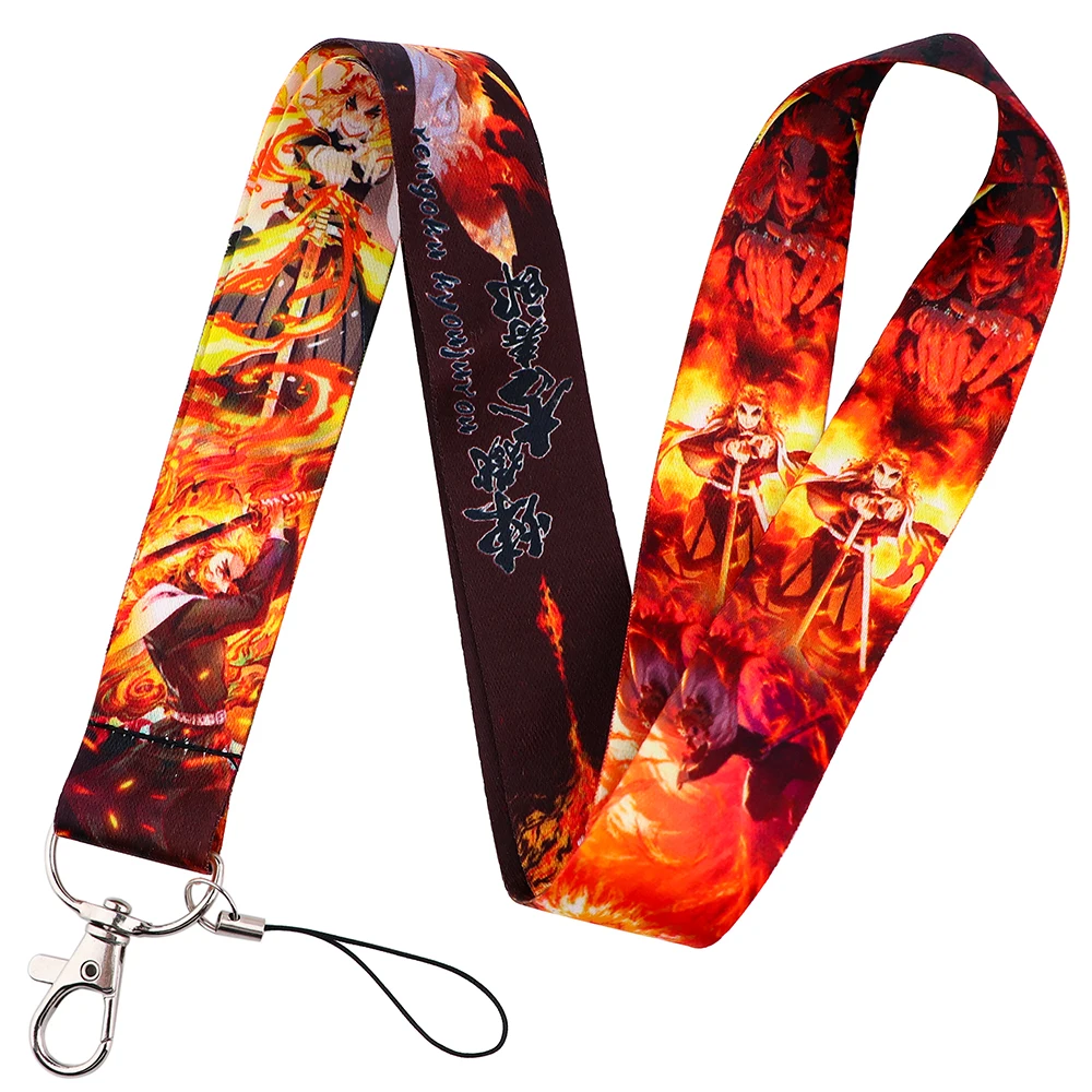 CB911 Anime Lanyard Keychain Demon Slayer Neck Strap ID Card Cell Phone Straps USB Badge Holder Lanyard Keyring for Women Men