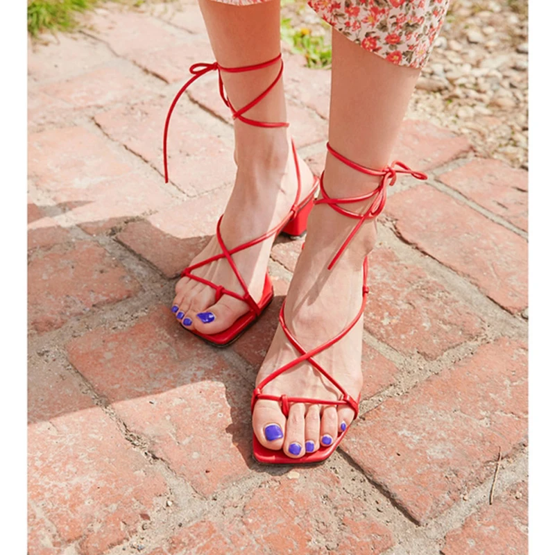 Teahoo 2020 Summer Gladiator sandals women Cross strap high heels Open toe Thong Sandals Women Sexy Dress Party Shoes Woman | Обувь