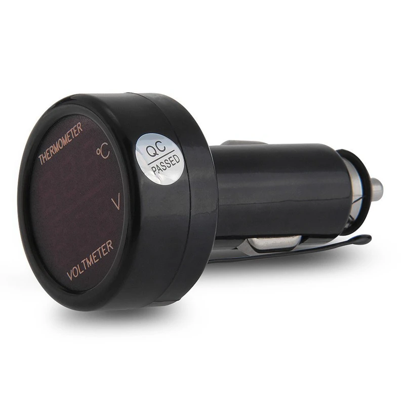 12 В 24 Вольтметр термометр адаптер прикуривателя светодиодный синий/красный