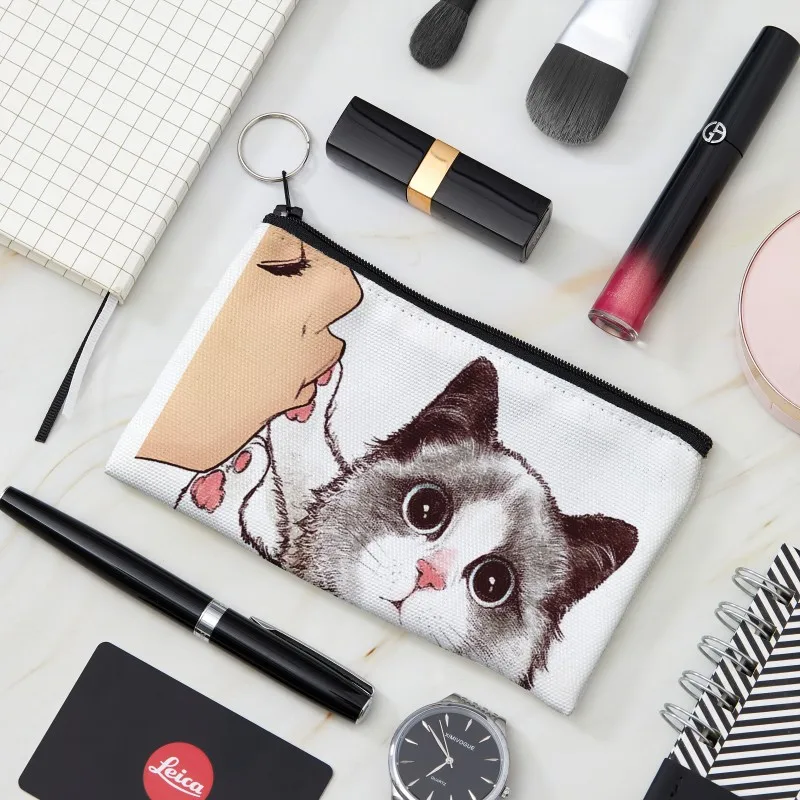

Cute Kissing Cat Coin Purse With Printing Pattern Cute Organizer Bag Pouchs For Lady Wallet Pouch Women's Small Bag Cosmetic Bag