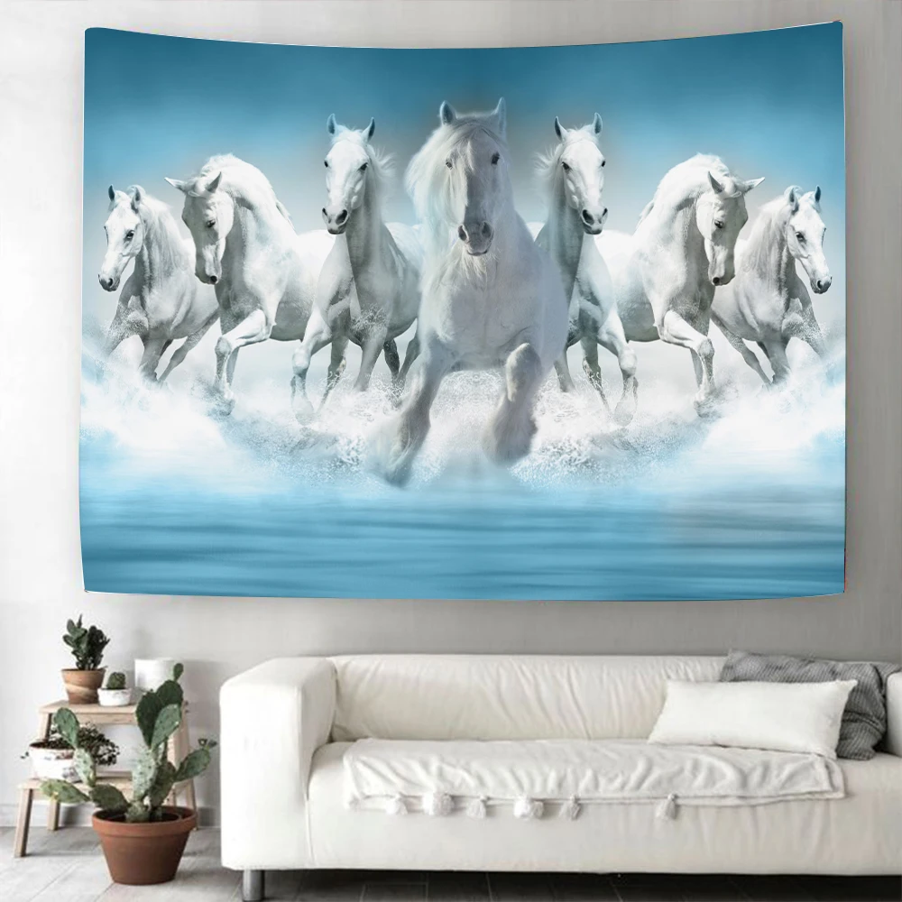 

Running Horse 3d Printing Tapestry Animal Wall Hanging Polyester Fabric Home Decoration Mandala Bohemian Wall Decoration