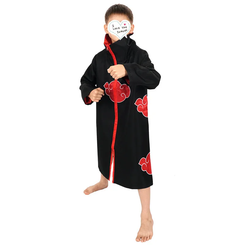 Плащ Акацуки из аниме Наруто детская одежда для косплея топ с красными облаками