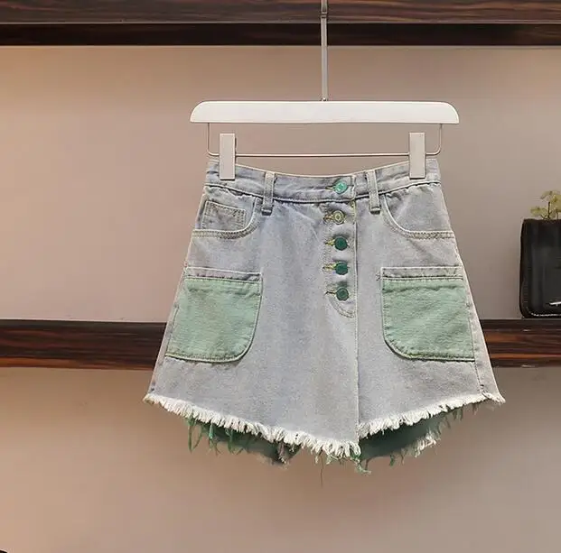 Шорты женские короткие свободные с карманами модные асимметричные джинсовые