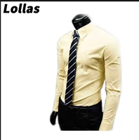 lollas terylene mens shirt fashionable light yellow business gentle long sleeves