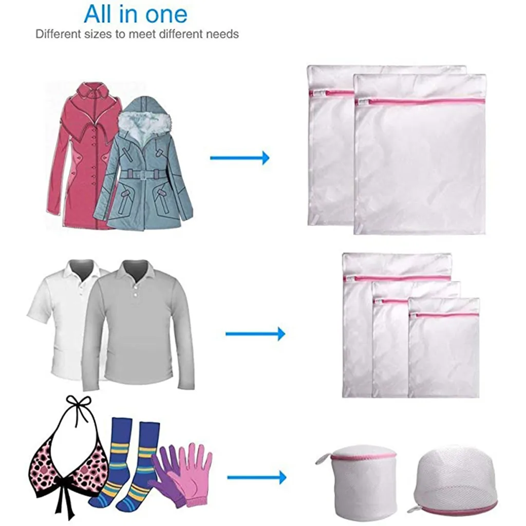 7 шт. сетчатые мешки для белья на молнии плотная мелкая сетка грубая Сетчатая