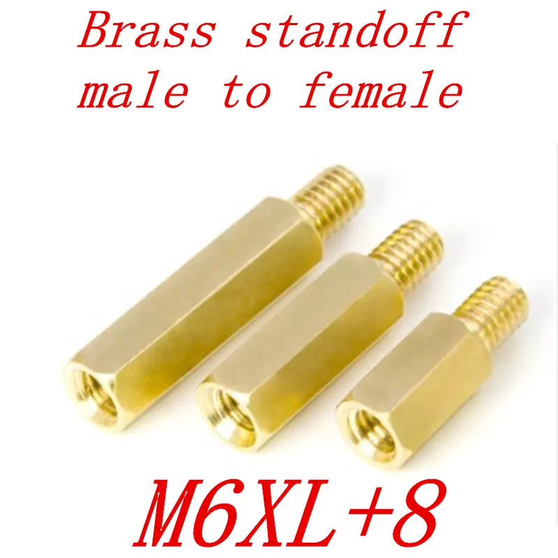 5 шт./лот m6 M6 * L + 8 наружная и внутренняя резьба латунная прокладка соединительная