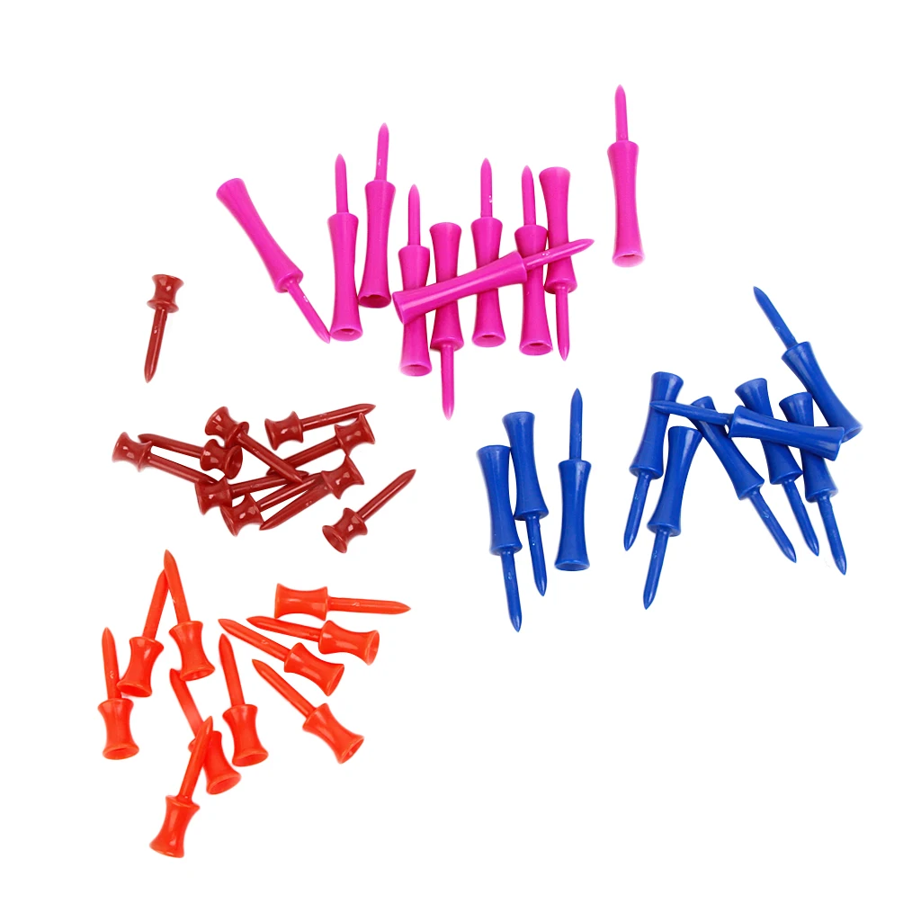 

40Pcs Durable Golf Tees Goltees Golf Accessories Recycle Plastic Double-deck Step Golf Tees - 4 Size Color Mixed